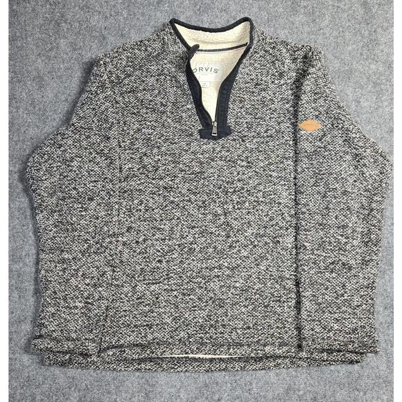 Orvis Other - Orvis Men's Large 1/4 Zip Sherpa Lined Fleece Pullover Jacket Sweater Black Gray